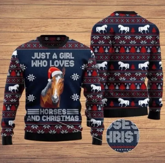 Discover Just A Girl Who Loves Horse Ugly Christmas Sweater