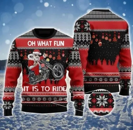 Biker Motorcycle Lover Xmas Ugly Sweater, Christmas Ugly Sweater