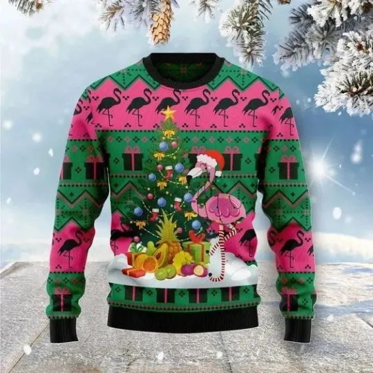 Discover Pink Flamingo Christmas Ugly Sweater, Flamingo Women Sweater