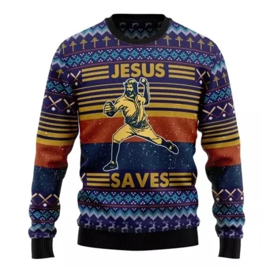 Discover Baseball Jesus Save Ugly Christmas Sweater