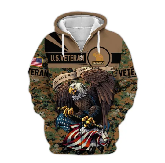 US Veteran 3D Hoodie – American Eagle Camo Zip Pullover