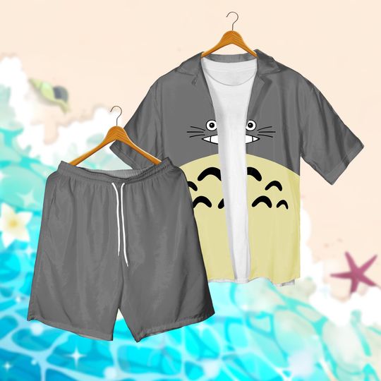Totoro Face Hawaiian Shirt, My Neighbor Totoro Ghibli Anime Shirt, Studio Ghibli Hawaii Shirt, Anime Summer Shirt
