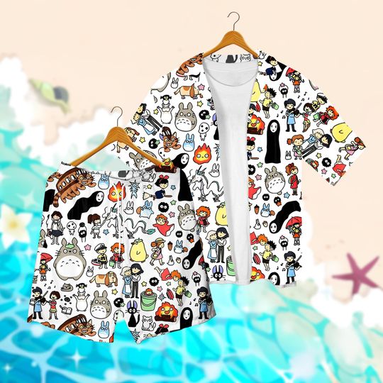 Studio Ghibli Hawaiian Shirt, My Neighbor Totoro & Spirited Away Anime Tee for Men & Women