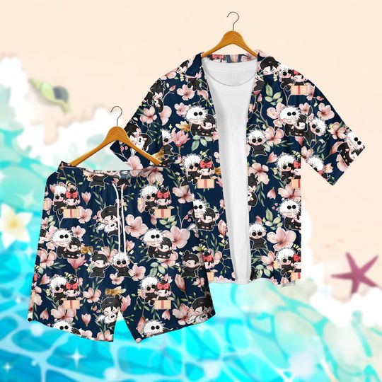 Discover Gojo Satoru Hawaiian Shirt, Anime Hawaiian Tee, JJK Anime Fan Gift Men and Women Hawaiian Shirt