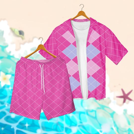 Discover Pink Argyle Hawaiian Shirt, Pink Argyle Costume Kid Adult Hawaiian Shirt, Kpop Demon Shirt, Demon Hunter Inspired Movie, Demon Gift