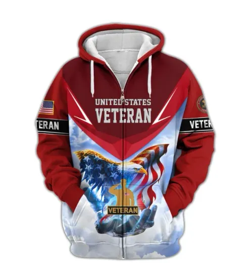 Discover Military Veteran RED 3D HOODIE HALLOWEEN GIFT BEST PRICE OVER PRINT US SIZE