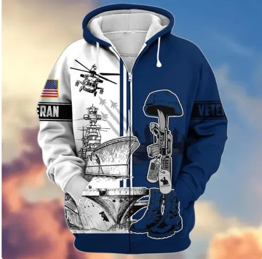 Discover Proud Veteran BLUE 3D HOODIE HALLOWEEN GIFT BEST PRICE OVER PRINT US SIZE