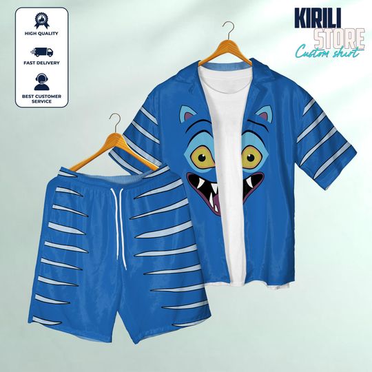 Derpy Tiger Hawaiian Shirt Set, Kpop Demon Hunter Outfit, Funny Tiger Button-Up Summer Gift