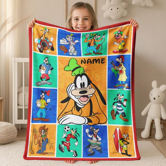 Discover Disney Goofy Fleece Blanket Goofy Quilt Movies Blanket Max Goof Roxanne Throw Blanket for Bed Couch Sofa, Christmas Gifts