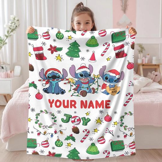 Discover Disneyland Stitch Christmas Blanket Stitch Lilo Xmas Fleece Blanket Stitch Angel Disneyland Christmas Throw Blanket For Bed Couch Sofa