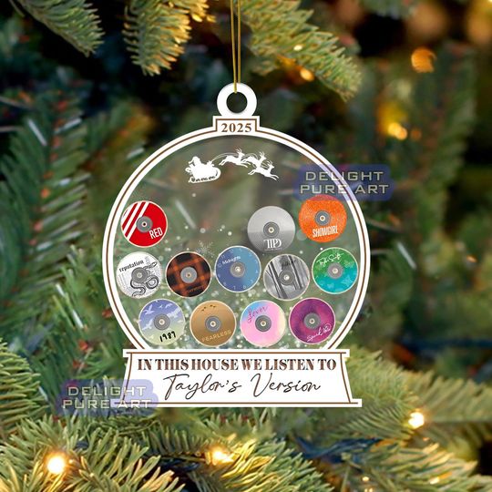 Swiftmas Ornament 4D Shaker, In This House We Listen to Taylorrrr's Version Ornament, Eras Tour Taylorrrr album Ornament, In My Showgirl Era 2025