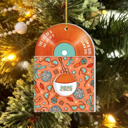 Discover Showgirl Ornament, Orange Glitter Vinyl Record Ornament, In My Showgirl Era Christmas Decor, Music Lover Ornament, Taylorrrrr Christmas Decor