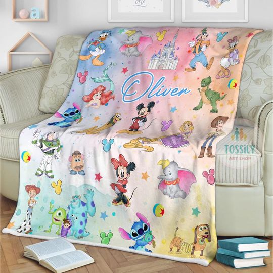 Discover Personalized Mickey & friends Disney character blanket, Toy Story Princess Blanket, Disney blanket, Birthday Girl Boy gift blanket