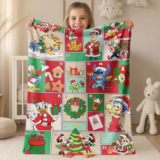 Discover Personalized Mickey and Friends Santa Disney Christmas Blanket, Mickey's Very Merry Christmas Party Home Decor