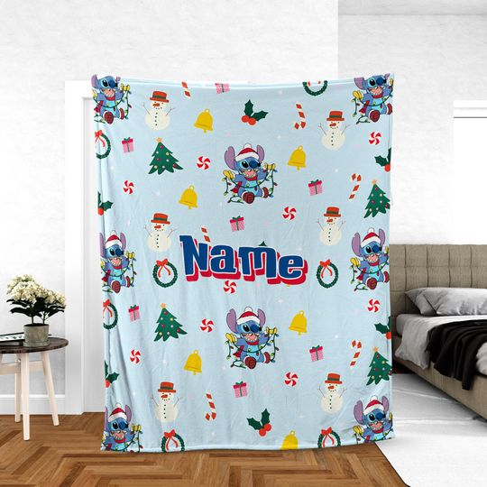 Discover Custom Disney Christmas Stitch Blanket, Santa Stitch Blanket, Disney Blanket, Lilo And Stitch Blanket, Disney Christmas Party