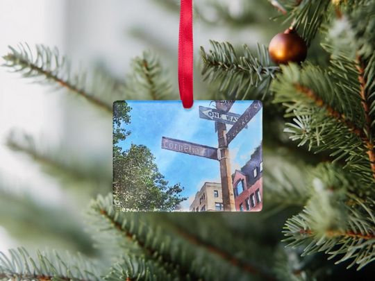 Cornelia Street Watercolor Clear Rectangle Acrylic Ornament