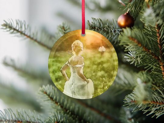 Love Story Watercolor Clear Round Acrylic Ornament