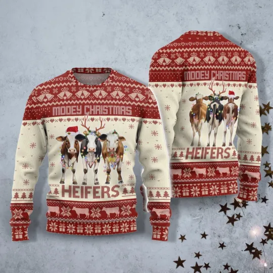 Cow Christmas Ugly Sweater Cow Christmas Heifer Christmas Sweater