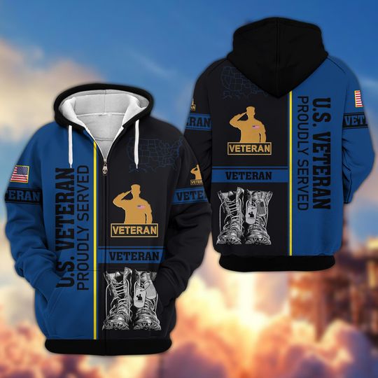 Discover Military Veteran Hoodies - Patriotic 3D Zip Hoodies for Men, Veteran's Day Gift