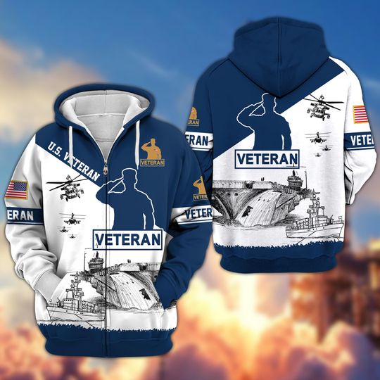 Discover U.S. Veterans Day Hoodie - Military Sweatshirts For Men, Patriotic Hoodie For Dad, Zip Hoodie For Vets, Gift For Veteran