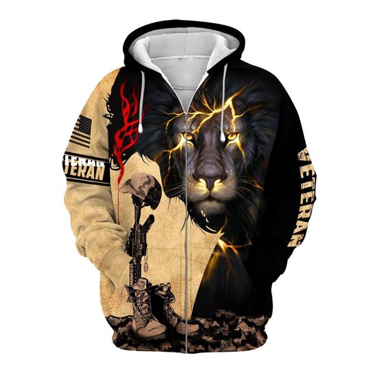 Discover Christ Jesus Veteran Pullover Hoodie American Eagle Hoodie Patriotic Hoodie God Veteran Gifts For Men Lion Veterans Zip Hoodie For Christian