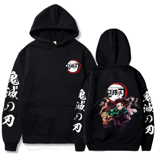 Discover Demon Anime Hoodie Pullover Black Sweatshirt Cosplay Costume