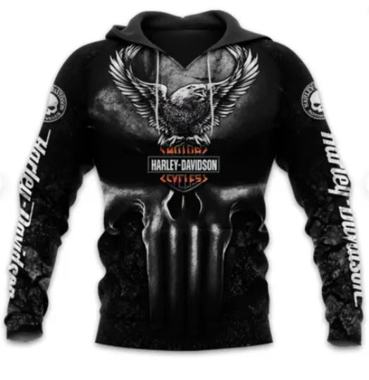 Discover DARK H davidson Skull 3D Printing Hoodie, Gift for Xmast New Year