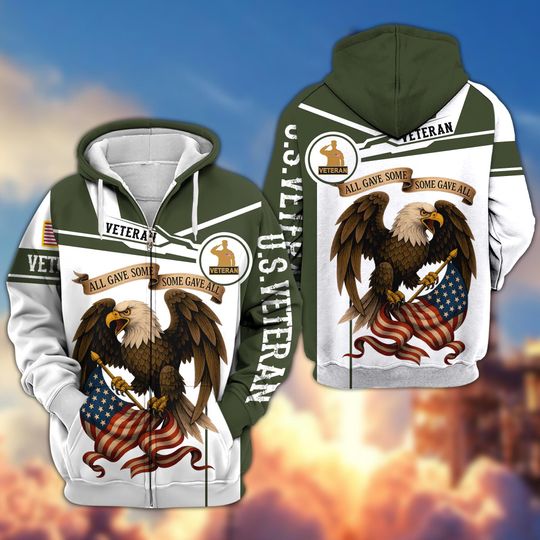 Discover All Gave Some Eagles Zip Up Hoodie For Men, Military Hoodie, Patriotic Hoodie, Honoring Veterans Hoodie, Veteran Gifts, Father's Day Gift