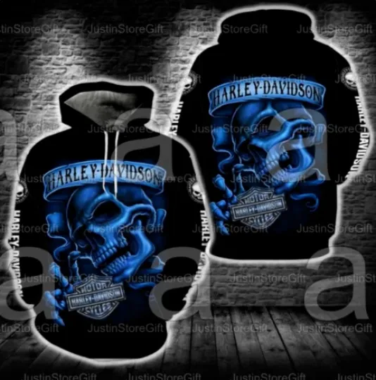 Discover Green Haarleyy Davidson Motorcycles Eagle Full Print Hoodie for Women Men