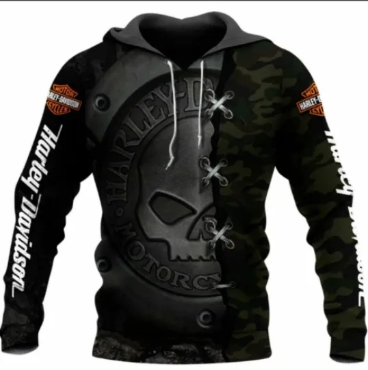 Discover H davidson Motorcycles Polyester Full Print Hoodie for Women Men