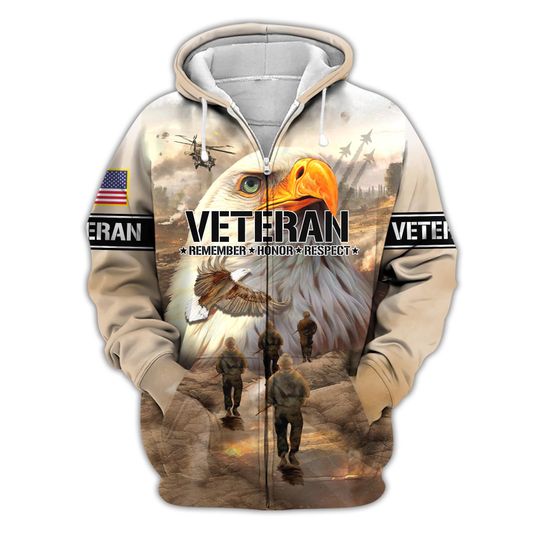 Remember Honor Eagles Zip Up Honoring Veterans Hoodie Military Jacket Patriotic Sweatshirts For Women Patriots Gifts Proud Veteran Hoodie