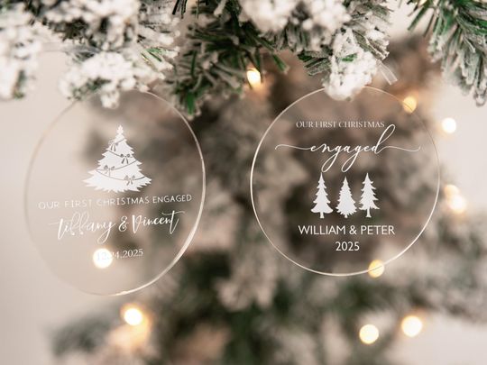 Personalised Christmas Tree Decoration, Clear Acrylic, Engraved Couple Acrylic, custom Gift, Christmas Ornaments