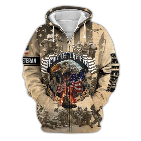 Discover Home Of The Free Zip Up Hoodie American Flag Hoodies For Men Patriotic Hoodie Veteran Gifts Patriots Gifts For Men Eagles Zip Up Hoodie