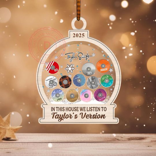 Discover Swiftmas Ornament 4D Shaker, In This House We Listen to Taylor's Version Ornament, Merry Swiftmas 2025 Showgirl Album Ornament