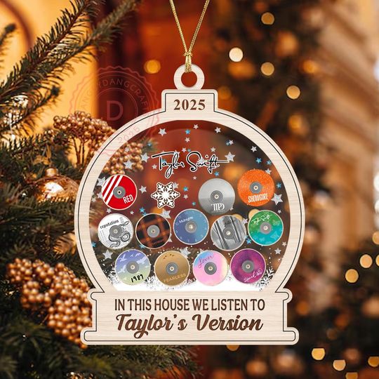 Discover In This House We Listen to Taylor's Version Ornament, Swiftmas Ornament 4D Shaker, Taylorr Swifts The Life of a Showgirl Ornament