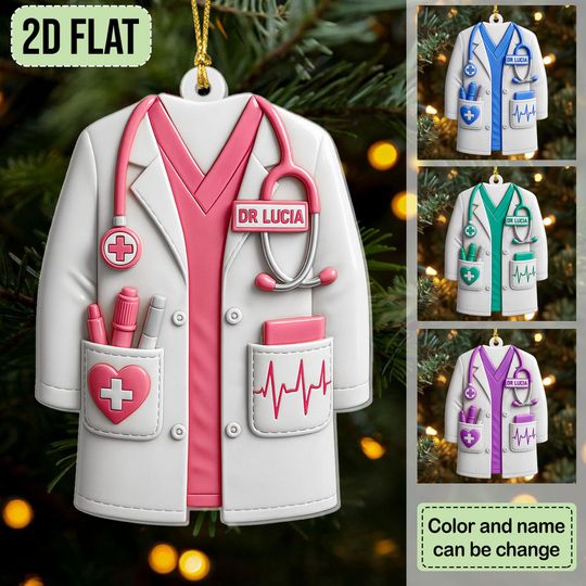 Discover Custom 2D Flatted Nurses Acrylic Christmas Ornament, Doctor Christmas Ornament, Healthcare Workers Gift, RN Gift, New Nurse Ornament