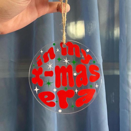 Taylorrrr Swiftss-Inspired "In My X-mas Era" Clear Acrylic Christmas Ornament with Twine String