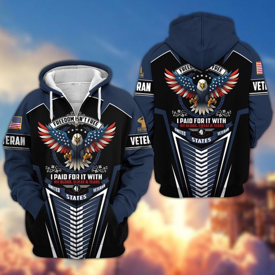 Discover My Blood Sweat Tears Veteran Hoodies For Men, Patriotic Hoodie, Veteran Dad Military Sweatshirts For Men, Veteran Gifts, Veteran's Day Ideas