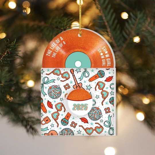 Discover Showgirl Ornament, Orange Glitter Vinyl Record Ornament, In My Showgirl Era Christmas Decor, Music Lover Ornament, Taylor Christmas Decor