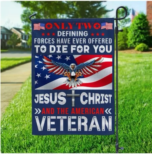 Discover Jesus Veteran Garden HOUSE FLAG GARDEN FLAG HALLOWEEN GIFT BEST PRICE US SIZE