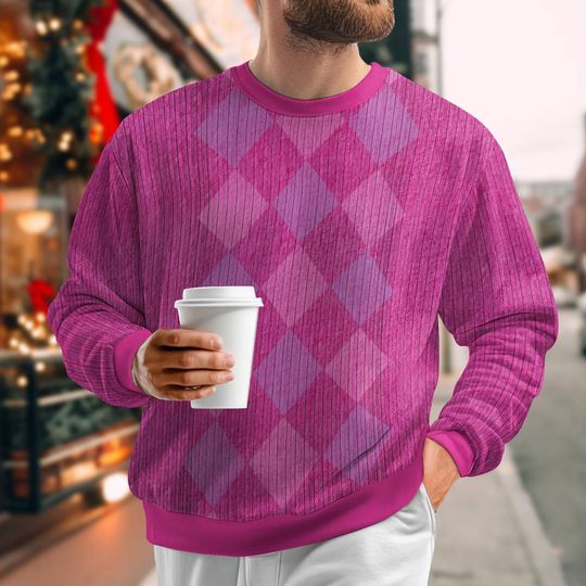 Pink Argyle Baby Saja Christmas Sweater for Boys, Holiday Outerwear