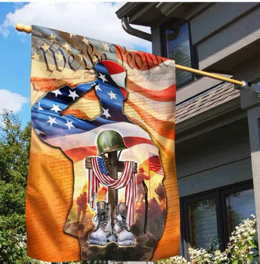 Discover Military Veteran Memorial HOUSE FLAG GARDEN FLAG HALLOWEEN GIFT CHRISTMAS GIFT