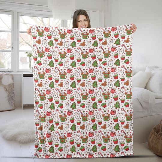 Discover Disney Holiday Snacks Minky Blanket, Christmas Blanket, Holiday Fleece Blanket, Soft Disney Blanket, Mickey Blanket