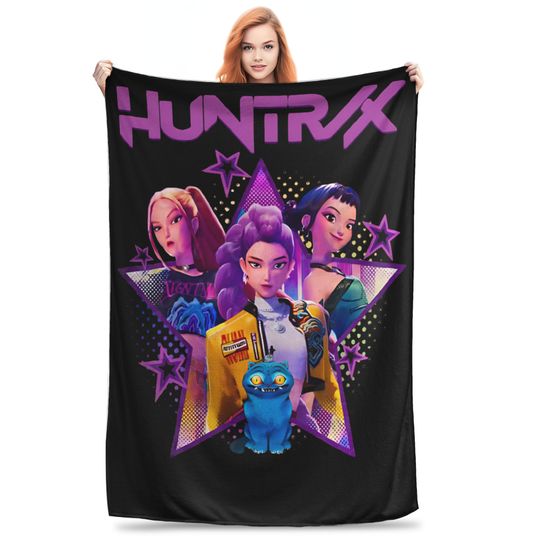 Discover Kpop Demon Hunter Huntrix Girls Warm Soft Blanket  Travel Plush Throw Blanket Novelty Couch Bed Flannel Bedspread Sofa Bed Cover