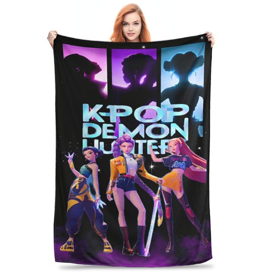 Discover KPop Demon Hunters Huntrix  Blanket Velvet  Relax Soft Throw Blanket for Bed Quilt
