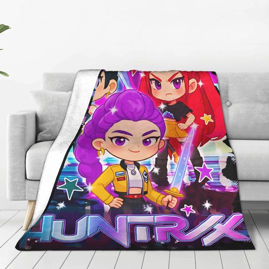 Discover Kpop Demon Hunters Plush Blanket Boy Girl Huntrix Girl Flannel Throw Blanket For Couch Bed Warm Soft Design Quality Bedspread