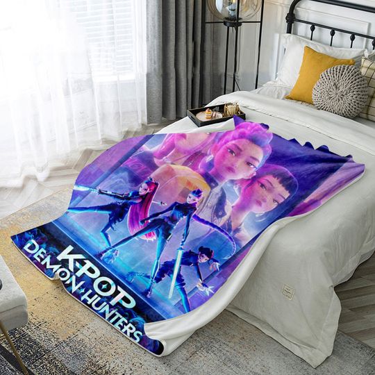 Discover Kpop Demon Hunter Blanket Warm Soft Flannel Bedspread Sofa Bed Nap Throw Blankets Anime Huntrix Blanket Kids Birthday Gifts