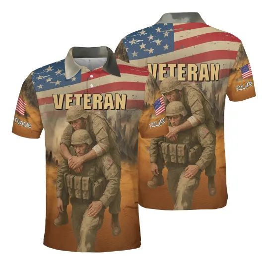 Personalized Veteran Honor The Fallen  Memorial Day Veterans Day Gift Polo Shirt