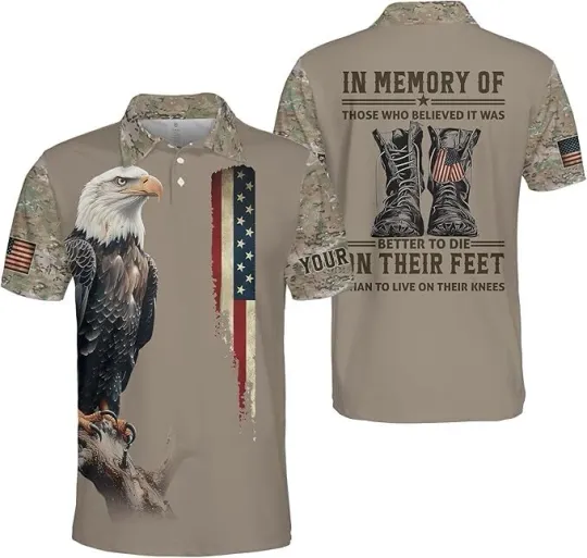 Personalized US Army Veteran Polo Shirts Men Military Veteran Polo Memorial Day