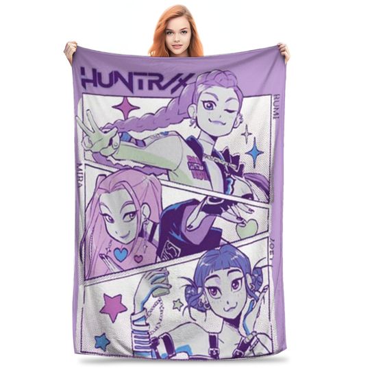 Discover K–Pop Demon Hunters huntrix Rumi, Zoey and Mira Plush Blanket Child  Flannel Throw Blanket Soft Custom Quality Bedspread
